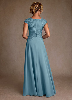 Azazie Christi Mother of the Bride Dresses Moody Blue A-Line Lace Chiffon Dress image2