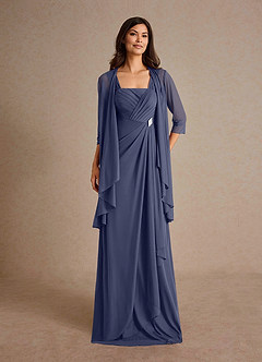 Azazie Clinton Mother of the Bride Dresses Stormy A-Line Pleated Mesh Dress image4