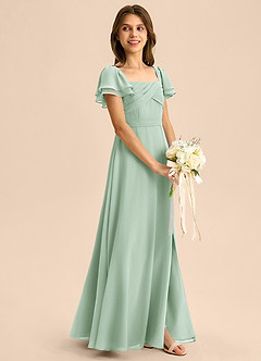 Azazie Azey Junior Abito A-Line in Chiffon Increspato Agave image6