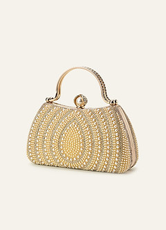 front Sac à main de soirée orné de perles, de strass et de strass