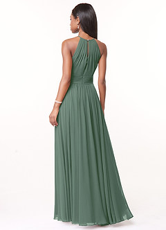 Azazie Cherish Bridesmaid Dresses Eucalyptus A-Line Pleated Chiffon Dress image2