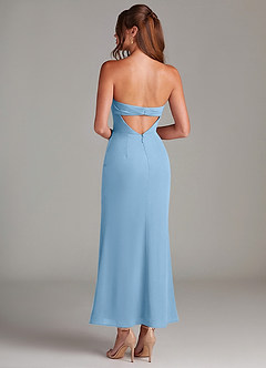 Azazie Leonis Brautjungfernkleider Wandelbar Meerjungfrau-Linie Schulterfrei Chiffon Kleid Stahlblau image5