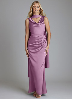 Azazie Tallie Bridesmaid Dresses Wisteria Mermaid Pleated Stretch Satin Dress image5