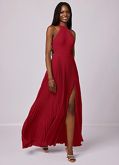 Barbie ♥ Azazie Bridesmaid Dresses Scarlet A-Line Pleated Chiffon Dress image3
