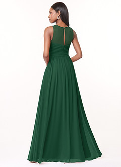 Azazie Nina Brautjungfernkleider A-Linie Plissee Chiffon Kleid Dunkelgrün image2