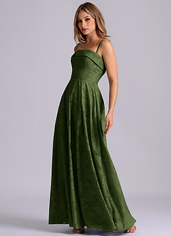 Azazie Lucienne Bridesmaid Dresses Olive A-Line Strapless Floral Burnout Dress image7