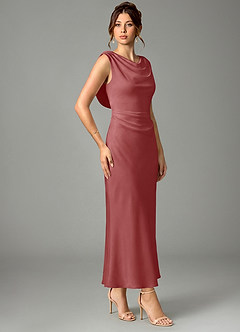 Azazie Kieryn Robes de demoiselle d'honneur Robe Sirène en Satin extensible Plissée Antique Rose image3