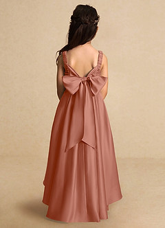 Azazie Kat Jurken voor bloemenmeisjes A-Lijn Jurk van Mat Satijn Geplooid Meer Gesneden image2