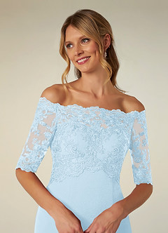 Azazie Jette Mother of the Bride Dresses Sky Blue Mermaid Off the Shoulder Lace Dress image6