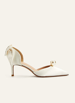 Satin Pearl and Bow Pumps