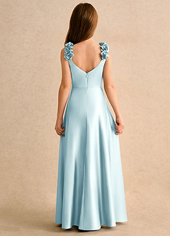 Azazie Rosita Girls Formal Blumenmädchenkleider A-Linie Plissee Matte Satin Kleid Seegrün image4