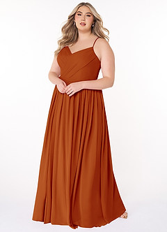 Azazie Cora Bridesmaid Dresses Paprika A-Line Pleated Chiffon Dress image8