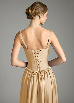 Azazie Evadina Suknie dla druhen Linia A Gorset Satyna elastyczna Do ziemi Sukienka image6