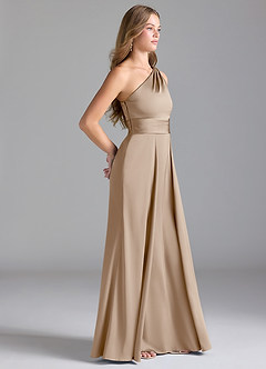Azazie Dallas Brautjungfernkleider A-Linie One-Shoulder Stretch-Satin Kleid Taupe image4