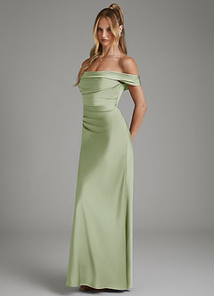 Azazie Hayden Bridesmaid Dresses Dusty Sage Mermaid Corset Stretch Satin Dress image4