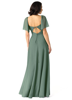 Azazie Chloe Robes de demoiselle d'honneur Robe Trapèze en Mousseline de soie Encolure en Forme de Cœur Eucalyptus image2