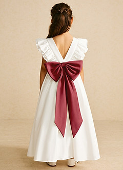 Azazie Aero Flower Girl Dresses Ivory Pomegranate A-Line Pleated Cotton Dress image1