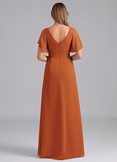 Azazie Ambrosia Bridesmaid Dresses Cinnamon A-Line Pleated Chiffon Dress image6