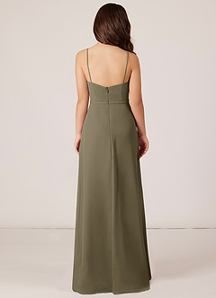 Azazie Kaylee Junior Abito A-Line in Chiffon Con Cintura Willow Green image2