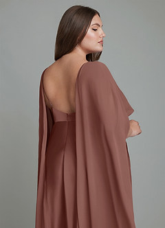 Azazie Stefania Bridesmaid Dresses Espresso A-Line Stretch Satin Dress image15