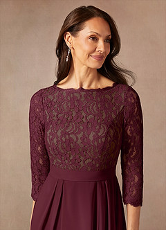 Azazie Lucianna Mother of the Bride Dresses Cabernet Taupe A-Line Lace Dress image7