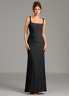 Azazie Agustina Robes de demoiselle d'honneur Robe Sirène en Jersey extensible de qualité supérieure Corset Noir image1