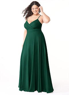 Azazie Avelina Brautjungfernkleider A-Linie V-Hals Gefaltet Chiffon Kleid Smaragd image8