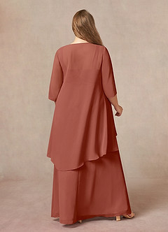 Azazie Weisz Kleider für die Brautmutter A-Linie Quadratischer Ausschnitt Gefaltet Chiffon Kleid Rotbraun image8