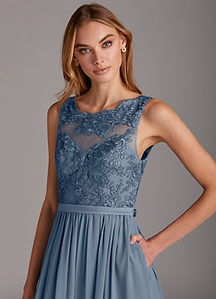 Azazie Elly Bridesmaid Dresses Twilight A-Line Lace Scoop Neck Chiffon Dress image6