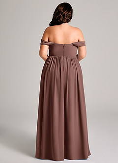Azazie Calianna Bridesmaid Dresses Espresso A-Line Off the Shoulder Chiffon Convertible Dress image15