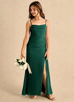 Azazie Moxie Girls Formal Sukienki dla dziewczynek sypiących kwiaty Linia A Koronka Szyfon Długość podłogi Sukienka image5