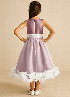 Azazie Stardust Flower Girl Dresses Dusty Rose A-Line Sleeveless Organza Dress image4