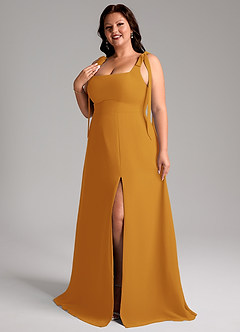 Azazie Debra Bridesmaid Dresses Butterscotch A-Line with Pockets Chiffon Convertible Dress image11