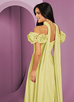 Barbie ♥ Azazie Bridesmaid Dresses Lemon Sorbet A-Line Off the Shoulder Chiffon Convertible Dress image7