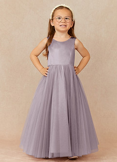 Azazie Muni Flower Girl Dresses Dusk A-Line Bow Tulle Dress image2