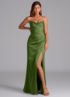 Azazie Claudelle Suknie dla druhen Syrena Bez ramiączek Satyna elastyczna Do ziemi Sukienka image5