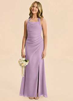 Azazie Destiny Junior Wisteria Sheath Ruched Chiffon Dress image1