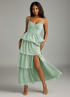 Azazie Kaiden Bridesmaid Dresses Agave A-Line Sweetheart Neckline Chiffon Dress image5