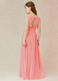 Azazie Bibiane Junior Coral A-Line Pleated Chiffon Dress image5
