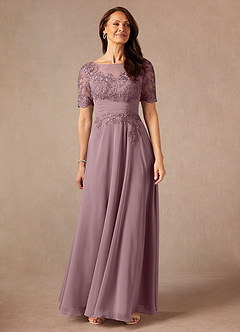 Azazie Raissa Mother of the Bride Dresses Dusty Rose A-Line Lace Chiffon Dress image5