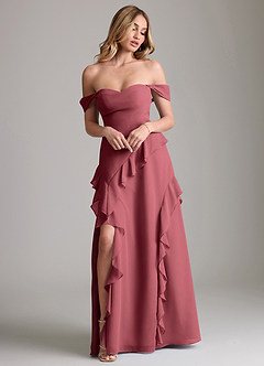 Azazie Sloane Bridesmaid Dresses Merlot A-Line Sweetheart Neckline Chiffon Dress image4