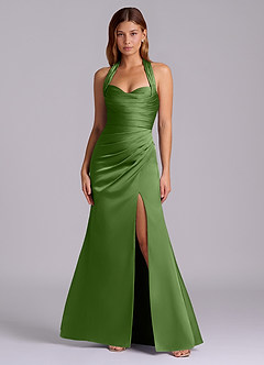 Azazie Destiny Bridesmaid Dresses Basil Mermaid Sweetheart Neckline Stretch Satin Dress image4