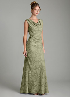 Azazie Kieryn Bridesmaid Dresses Pistachio Mermaid Pleated Floral Burnout Dress image4