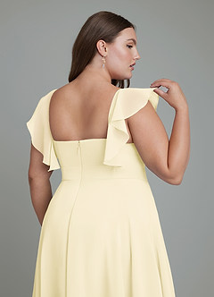 Azazie Leilani Bridesmaid Dresses Lemon Sorbet A-Line Pleated Chiffon Dress image12
