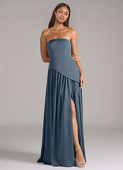 Azazie Adeline Bridesmaid Dresses Twilight A-Line Strapless Stretch Satin Convertible Dress image3