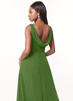 Azazie Karina Bridesmaid Dresses Basil A-Line Pleated Chiffon Dress image4