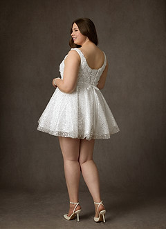 Azazie Kristi Trouwjurken Jurk van Kralen met A-Lijn met Zakken Diamant Wit image2