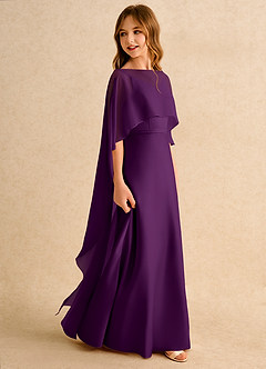 Azazie Fishie Girls Formal Flower Girl Dresses Grape A-Line Matte Satin Dress image6