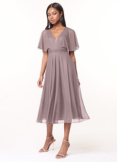 Azazie Tinsley Robes de demoiselle d'honneur Robe Trapèze en Maille Plissée Crépuscule image3