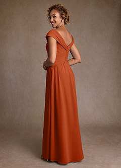 Azazie Myrtle vestidos de madre de la novia Vestido de Naranja Quemada de Gasa de Corte en A con Plisado image2